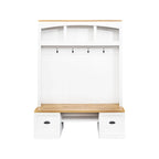 Hall Tree Hallway Storage Bench with Shoe Cubbies and Coat Rack with Hooks