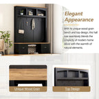 Hall Tree Hallway Storage Bench with Shoe Cubbies and Coat Rack with Hooks