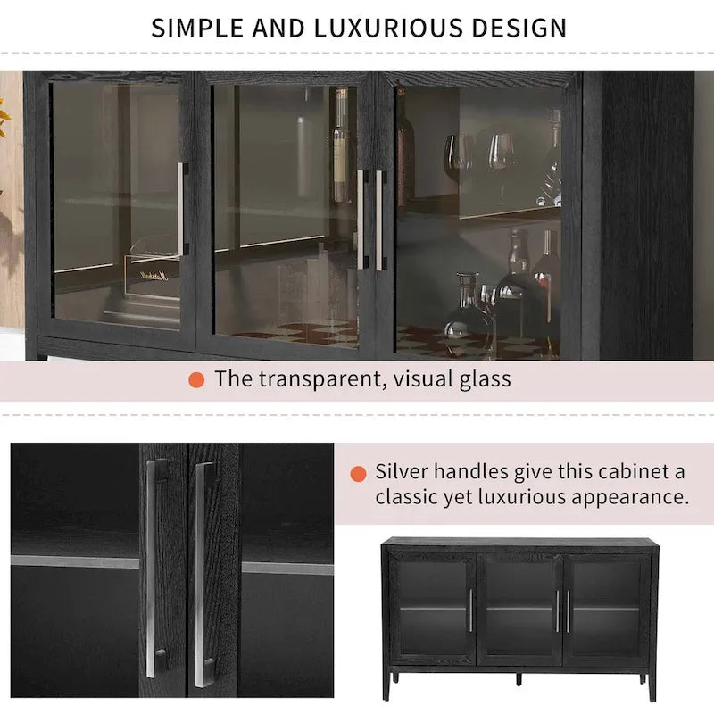 34  Tall MDF 3-door Accent Cabinet with Adjustable Shelf