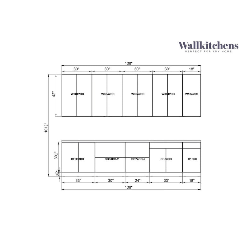 Kitchen Elite Epicure Collection Gray Color Base Size 11Ft Wide - 138x24