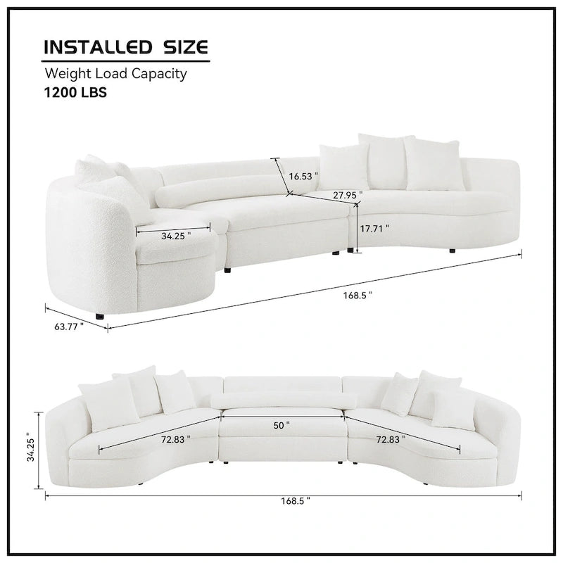 Oversized Modern 3 Pieces Upholstered Sofa