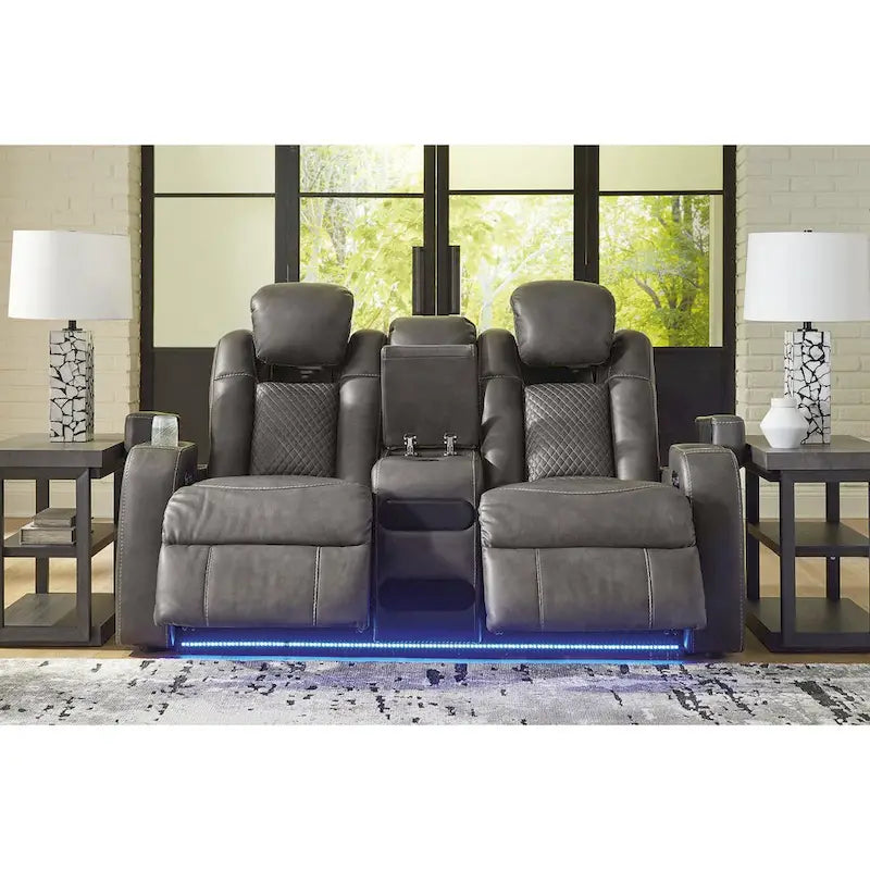 Signature Design by Ashley Fyne-Dyme Power Reclining Loveseat with Console - 74 W x 43 D x 43 H