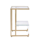 Golden Side Table, 2-Tier Acrylic Glass End Table for Dining Room, Living Room, Kitchen, Hallway