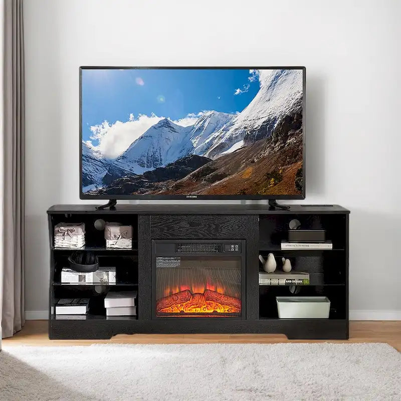58 W Fireplace TV Stand with 18  Fireplace, LED Light, USB Outlet - 58 W*15.5 D*24.4 H