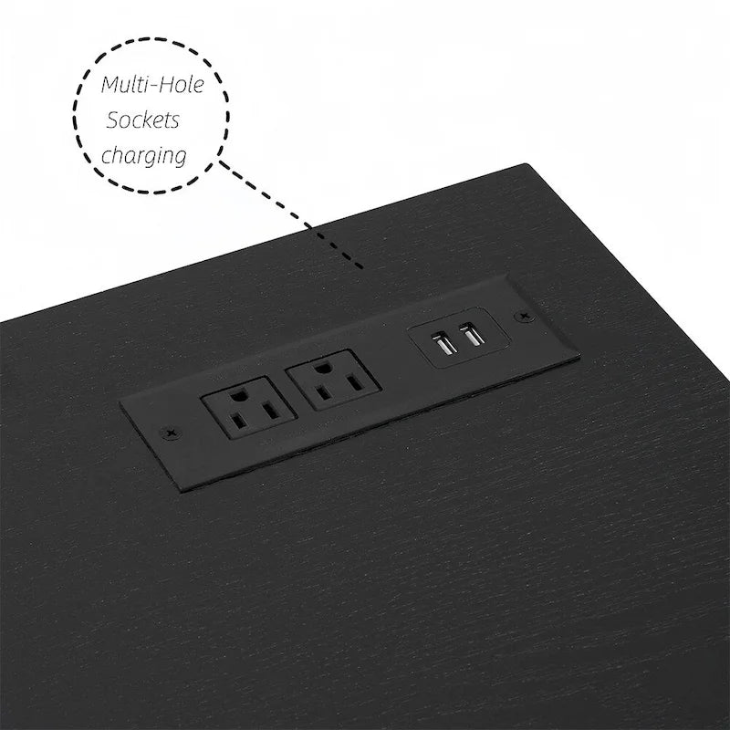 58 W Fireplace TV Stand with 18  Fireplace, LED Light, USB Outlet - 58 W*15.5 D*24.4 H