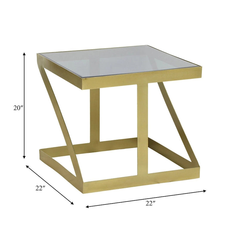 Sagebrook Home Modern Glam 20  Metal and Glass Gold and Black Side Accent Table - 22  x 22  x 20