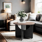 Round Coffee Table Rustic Wood End Table for Living Room