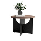 Round Coffee Table Rustic Wood End Table for Living Room