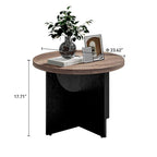 Round Coffee Table Rustic Wood End Table for Living Room