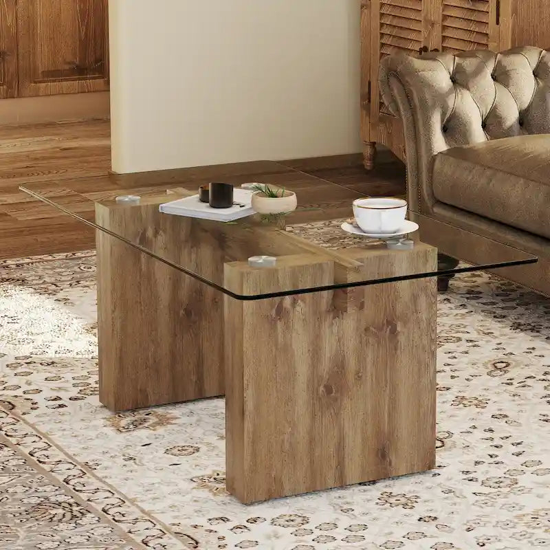 Modern minimalist transparent tempered glass coffee table