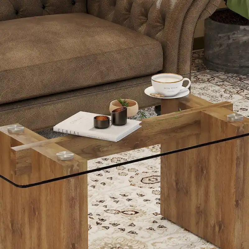 Modern minimalist transparent tempered glass coffee table
