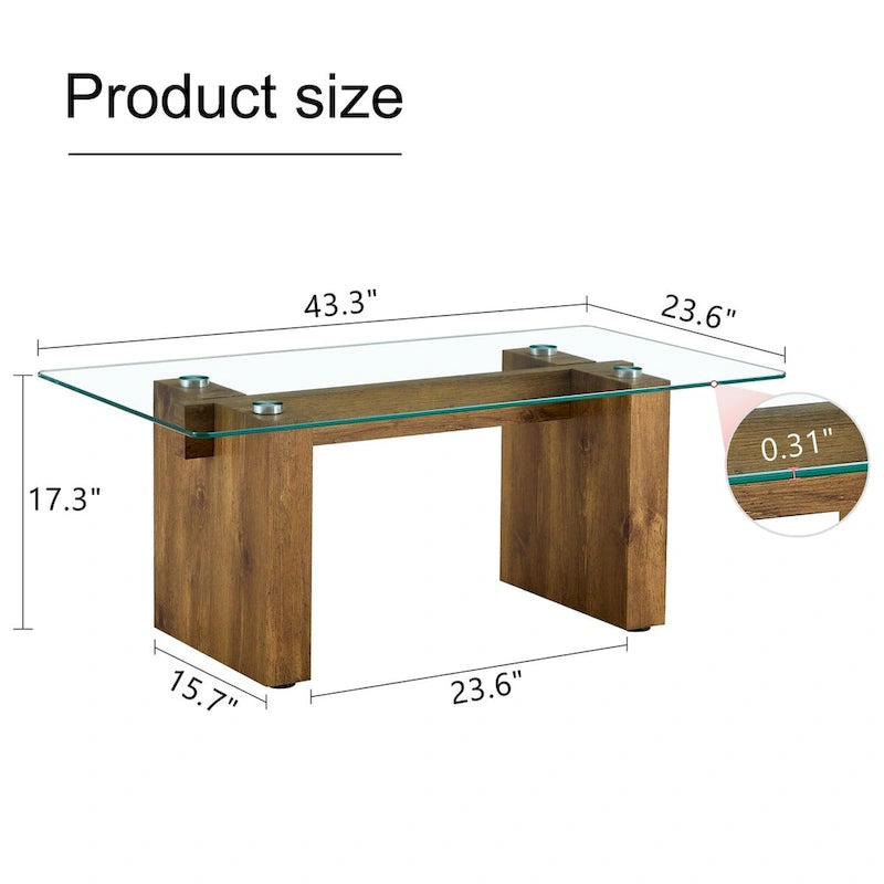Modern minimalist transparent tempered glass coffee table