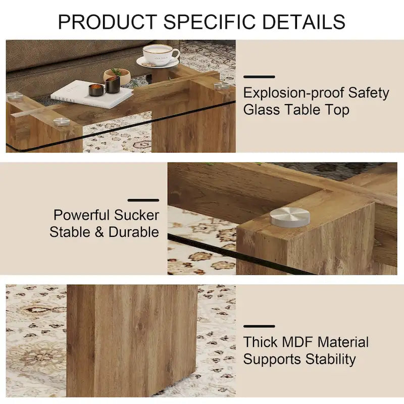 Modern minimalist transparent tempered glass coffee table