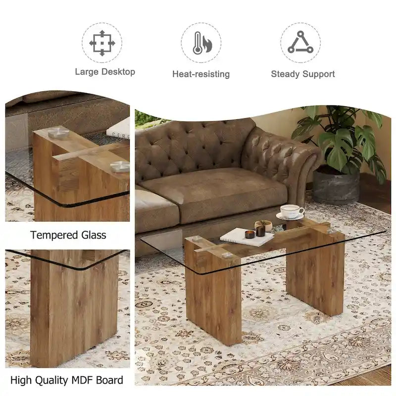 Modern minimalist transparent tempered glass coffee table