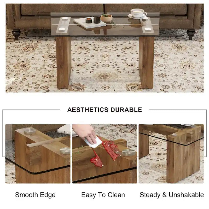 Modern minimalist transparent tempered glass coffee table