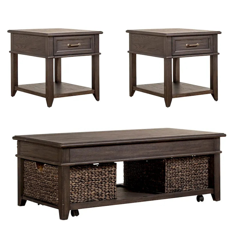 Mill Creek Peppercorn 3 Piece Lift Top Cocktail Table Set