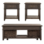 Mill Creek Peppercorn 3 Piece Lift Top Cocktail Table Set