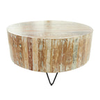 Mango Wood Handmade Distressed Coffee Table or Accent Table with Black Metal Hairpin Legs - Brown - Roche River Decor