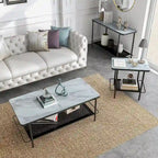 Puetz Contemporary White Glass Top 3-Piece Coffee Table Set by Furniture of America