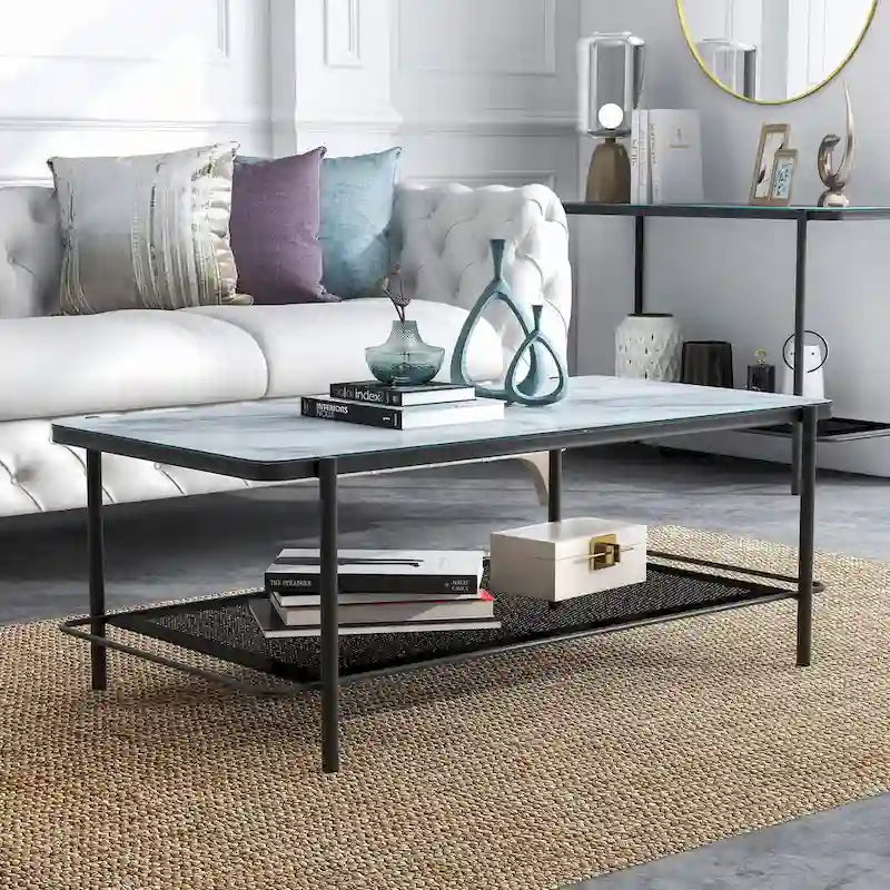 Puetz Contemporary White Glass Top 3-Piece Coffee Table Set by Furniture of America