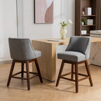 Counter Height Swivel Barstools, 26  H Seat Height Upholstered Bar Stools Set of 2, Fabric