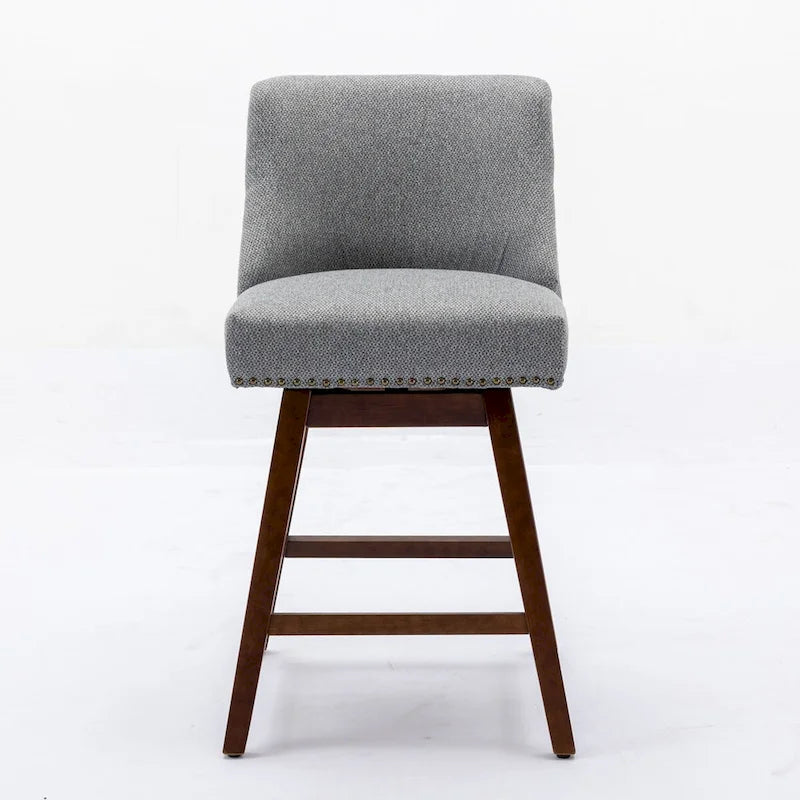 Counter Height Swivel Barstools, 26  H Seat Height Upholstered Bar Stools Set of 2, Fabric