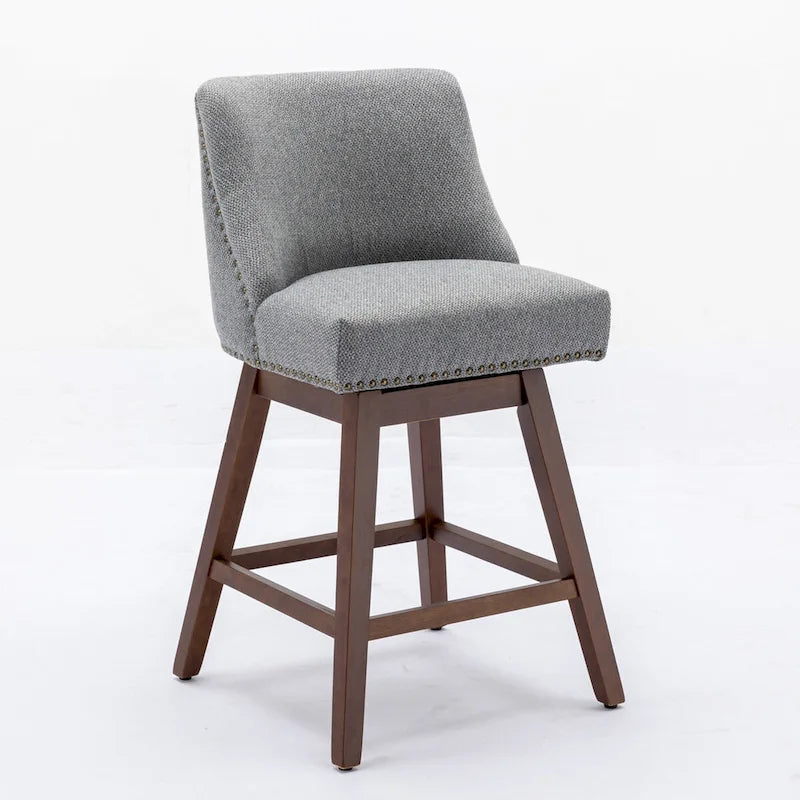 Counter Height Swivel Barstools, 26  H Seat Height Upholstered Bar Stools Set of 2, Fabric