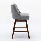 Counter Height Swivel Barstools, 26  H Seat Height Upholstered Bar Stools Set of 2, Fabric