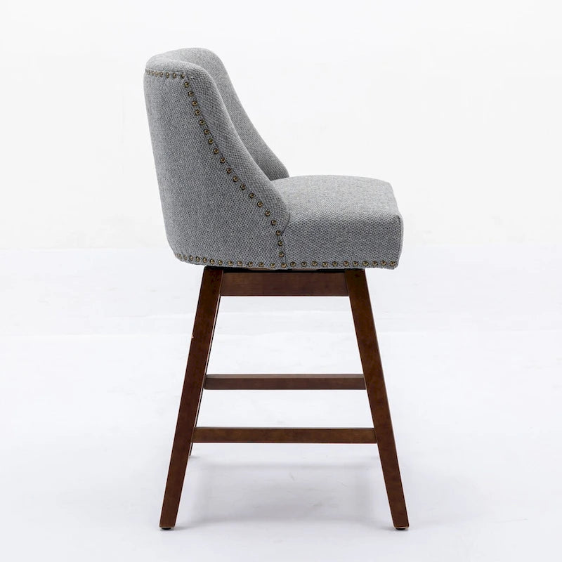 Counter Height Swivel Barstools, 26  H Seat Height Upholstered Bar Stools Set of 2, Fabric