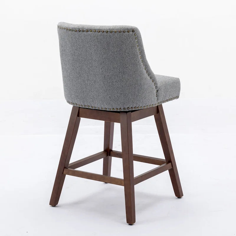 Counter Height Swivel Barstools, 26  H Seat Height Upholstered Bar Stools Set of 2, Fabric