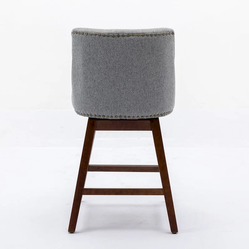Counter Height Swivel Barstools, 26  H Seat Height Upholstered Bar Stools Set of 2, Fabric