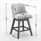 Counter Height Swivel Barstools, 26  H Seat Height Upholstered Bar Stools Set of 2, Fabric