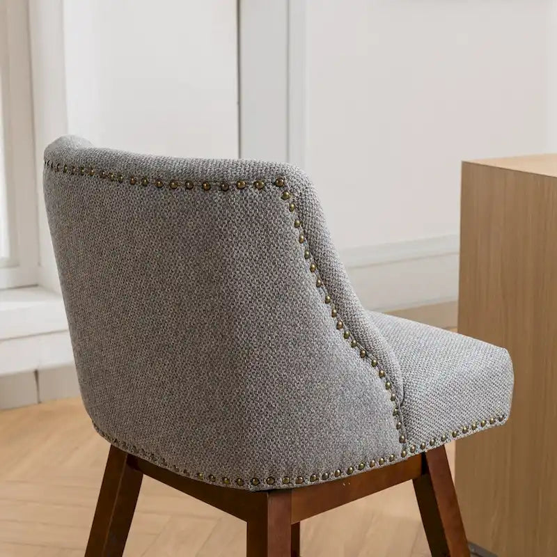 Counter Height Swivel Barstools, 26  H Seat Height Upholstered Bar Stools Set of 2, Fabric