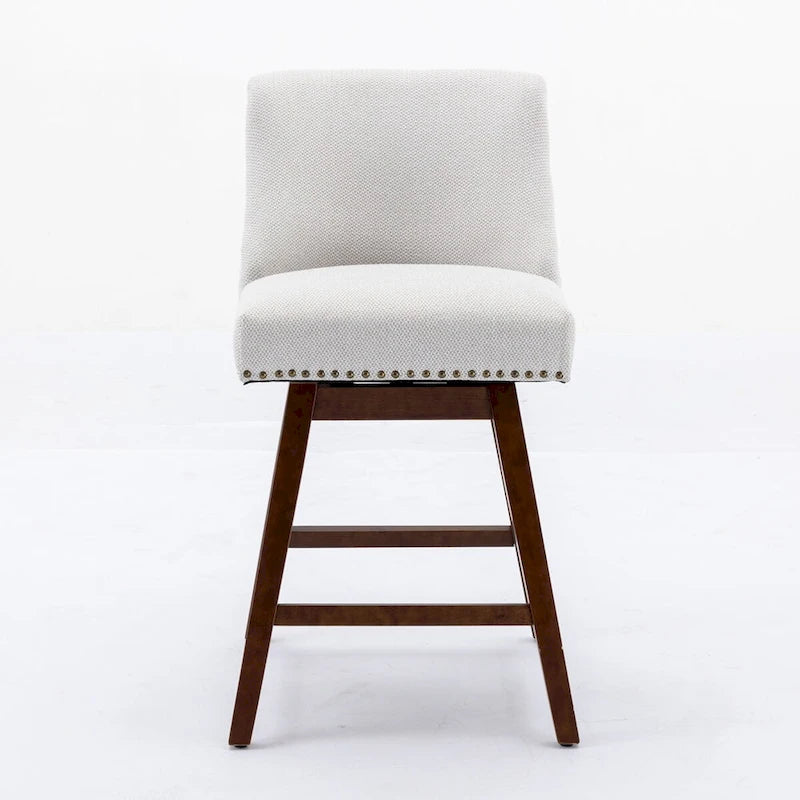 Counter Height Swivel Barstools, 26  H Seat Height Upholstered Bar Stools Set of 2, Fabric