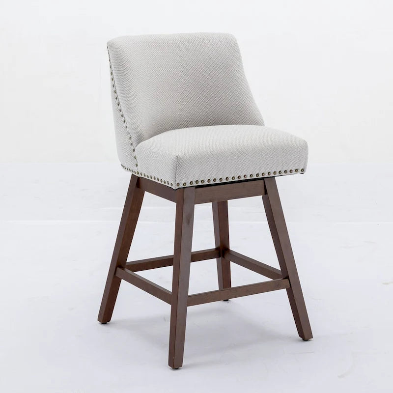 Counter Height Swivel Barstools, 26  H Seat Height Upholstered Bar Stools Set of 2, Fabric