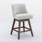 Counter Height Swivel Barstools, 26  H Seat Height Upholstered Bar Stools Set of 2, Fabric