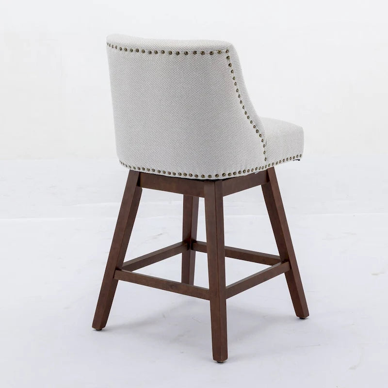 Counter Height Swivel Barstools, 26  H Seat Height Upholstered Bar Stools Set of 2, Fabric