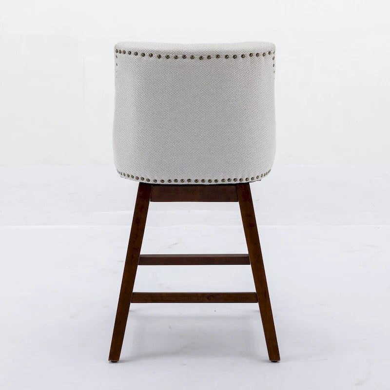 Counter Height Swivel Barstools, 26  H Seat Height Upholstered Bar Stools Set of 2, Fabric