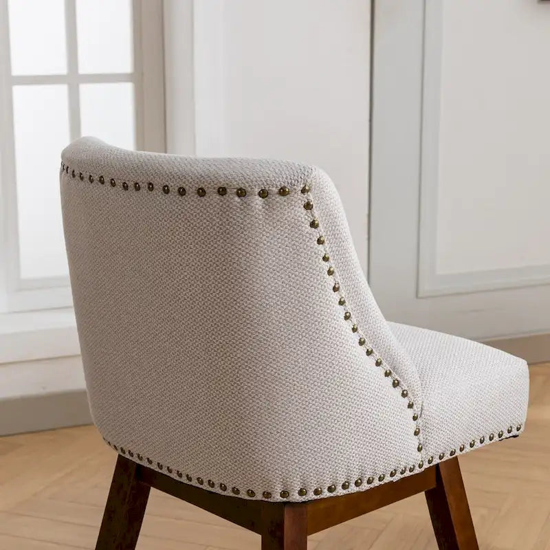 Counter Height Swivel Barstools, 26  H Seat Height Upholstered Bar Stools Set of 2, Fabric