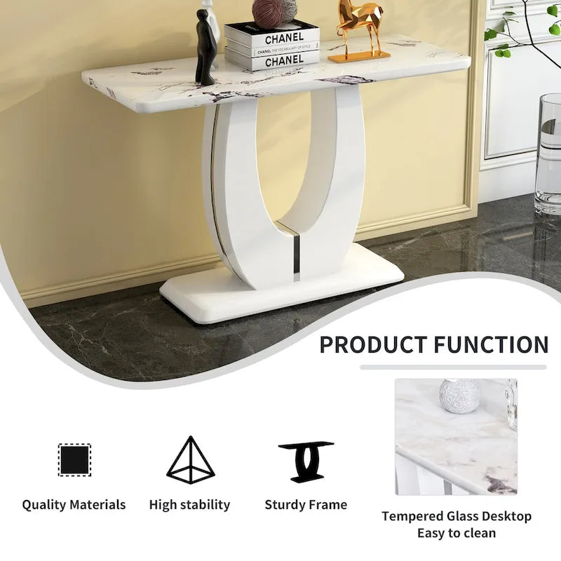 Modern Simple Glossy White Rectangular Counter Bar Table 47.24  x 18.11  x 29.52  For Living Room Bedroom Bedside Entrance House