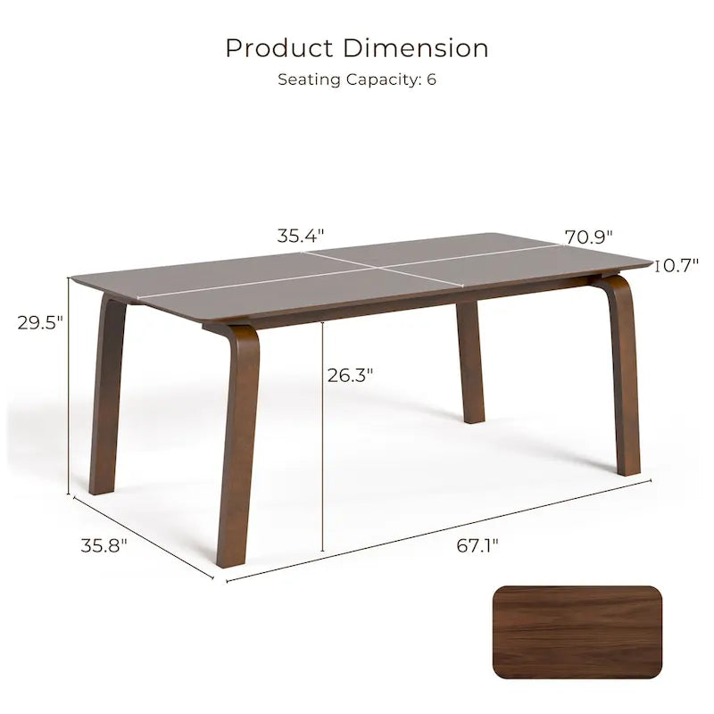 Furniture of America Beau I Mid-century Walnut 5-Piece Rectangle Dining Table Set