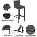 Dining Set,5-pieces,Outdoor Wicker Set,Acacia Wood,Brown And Gray