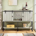 52 inch Wine Cabinet with Barn Door & Adjustable Shelves - 52  W x 38  D x 15.5  H