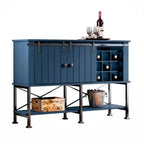 52 inch Wine Cabinet with Barn Door & Adjustable Shelves - 52  W x 38  D x 15.5  H