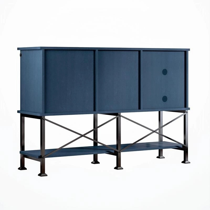 52 inch Wine Cabinet with Barn Door & Adjustable Shelves - 52  W x 38  D x 15.5  H