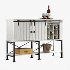 52 inch Wine Cabinet with Barn Door & Adjustable Shelves - 52  W x 38  D x 15.5  H