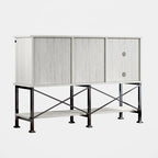 52 inch Wine Cabinet with Barn Door & Adjustable Shelves - 52  W x 38  D x 15.5  H