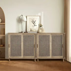 Art Leon Accent Natural Cane Rattan Sideboard Buffet Storage Cabinet (Set of 2)