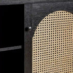 Transitional 58  2-Door Sideboard with Arched Rattan Panels for Living Room, Bedroom and Office