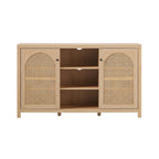 Transitional 58  2-Door Sideboard with Arched Rattan Panels for Living Room, Bedroom and Office